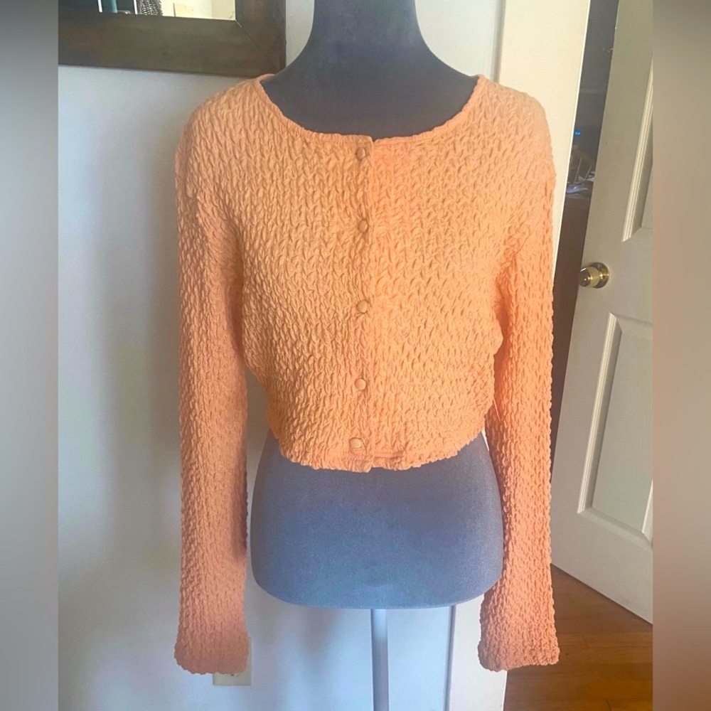 LE LIS rare little peach waffle knit cardigan.
Boutique brand-SzS NWT/ SPRING 🌷